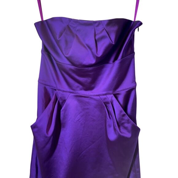 Diane Von Furstenberg Fiorenza Strapless Mini Dress in Purple Satin Cocktail 4 - Picture 10 of 15